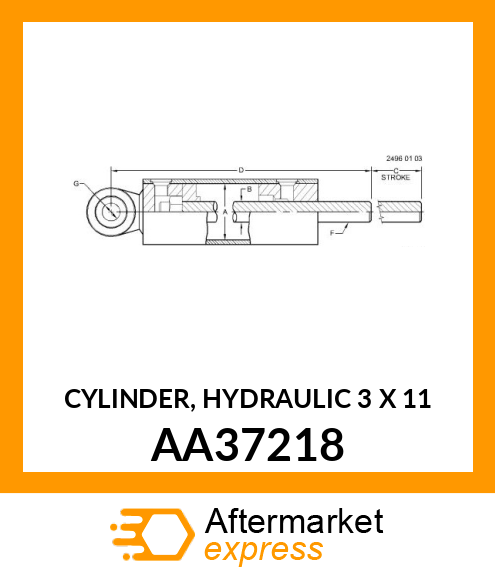 CYLINDER, HYDRAULIC 3 X 11 AA37218