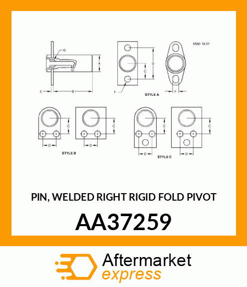 PIN, WELDED RIGHT RIGID FOLD PIVOT AA37259