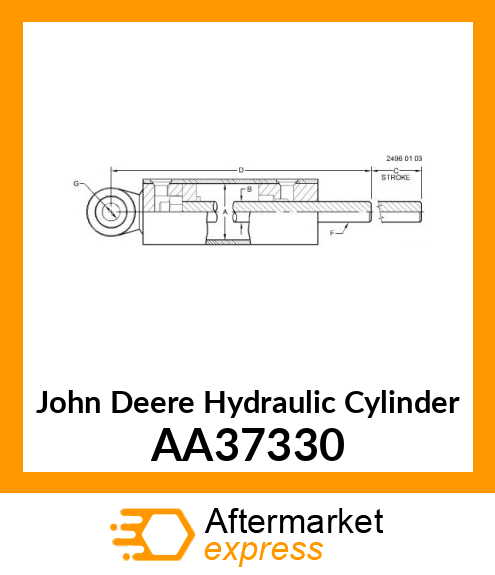 HYDRAULIC CYLINDER 2 1/4 X 12 D A AA37330