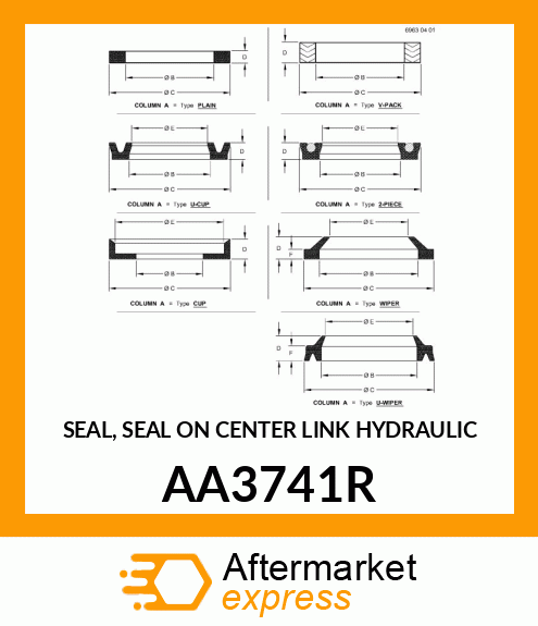 SEAL, SEAL ON CENTER LINK HYDRAULIC AA3741R