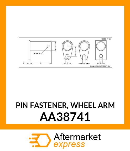 PIN FASTENER, WHEEL ARM AA38741