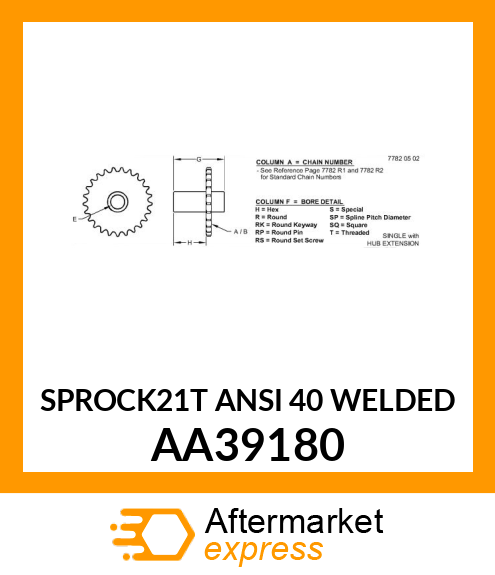 SPROCK21T ANSI 40 WELDED AA39180