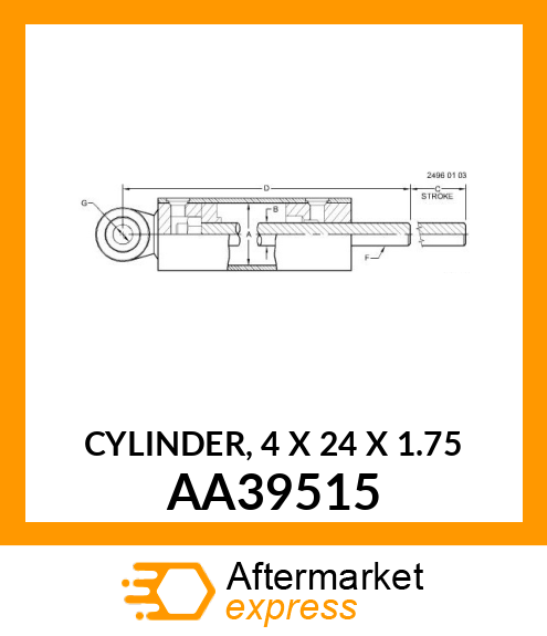 HYDRAULIC CYLINDER, CYLINDER, 4 X 2 AA39515