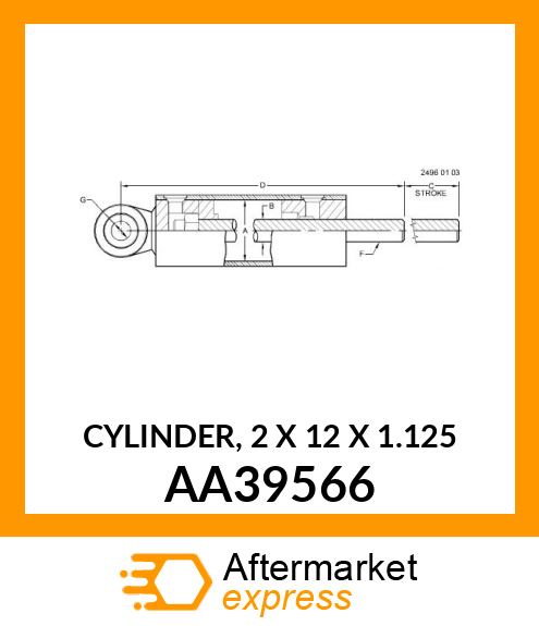 HYDRAULIC CYLINDER, CYLINDER, 2 X 1 AA39566