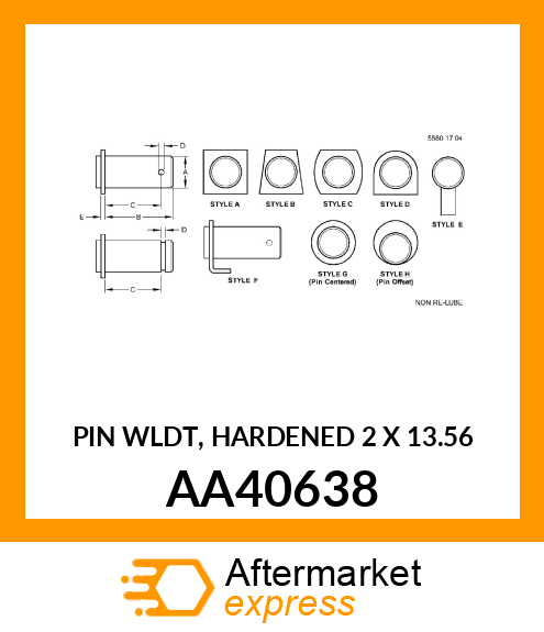 PIN, W#, HARDENED 2" X 13.56" AA40638