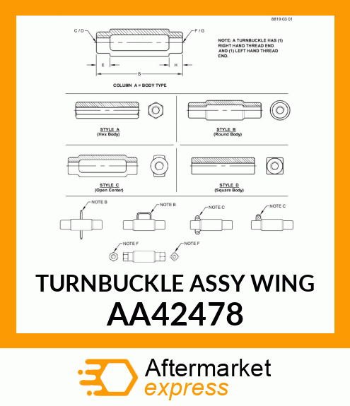 TURNBUCKLE ASSY WING AA42478