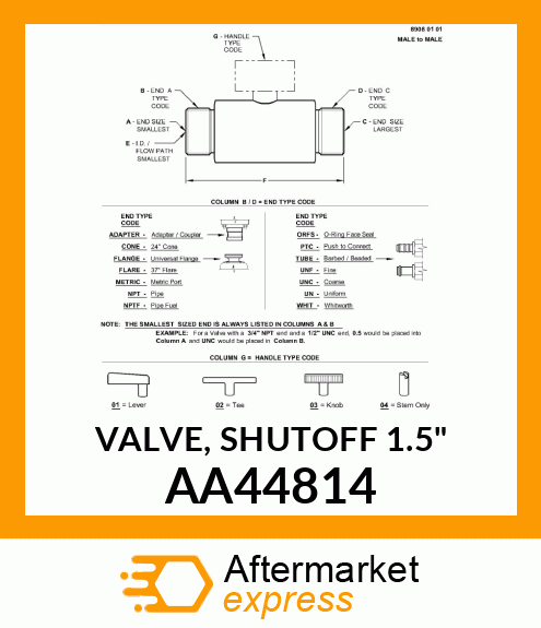 VALVE, SHUTOFF 1.5" AA44814