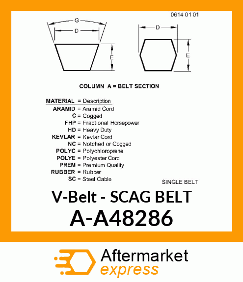 V-Belt - SCAG BELT A-A48286