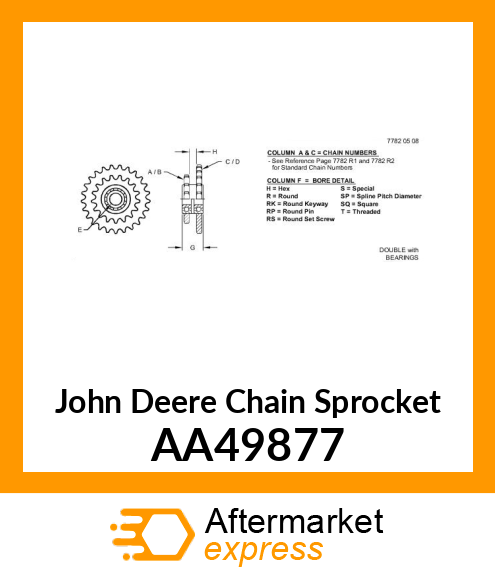 CHAIN SPROCKET, SPROCKET amp; BEARING AA49877