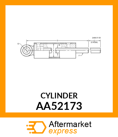 2.5 X 8" PRINCE HYDRAULIC CYLINDER AA52173