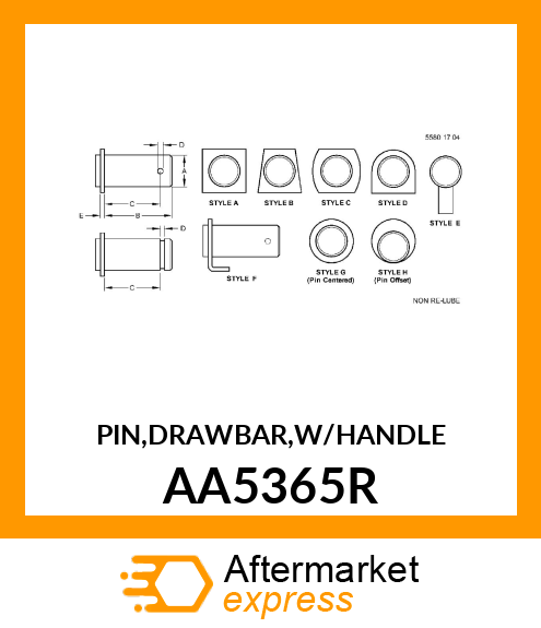 PIN,DRAWBAR,W/HANDLE AA5365R