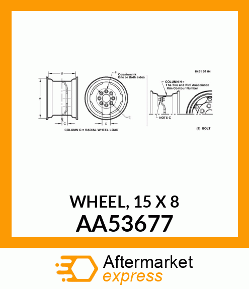 WHEEL, 15 X 8 AA53677