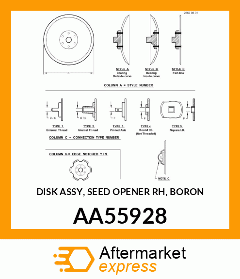 DISK ASSY, SEED OPENER RH, BORON AA55928