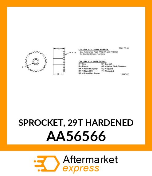 SPROCKET, 29T HARDENED AA56566