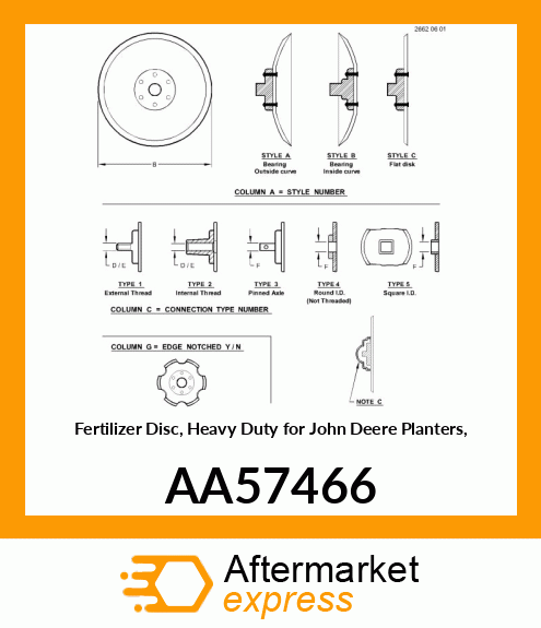 DISK COLTER, DISK BLADE amp; BEARING A AA57466