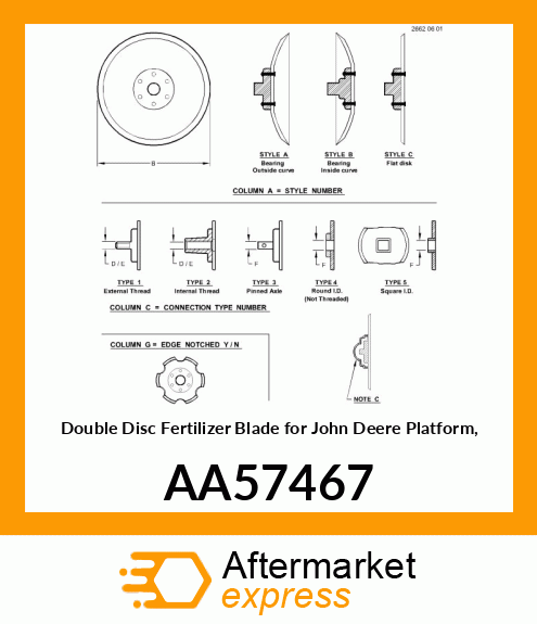 DISK COLTER, DISK BLADE amp; BEARING A AA57467