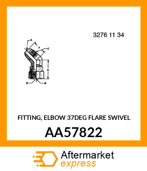 FITTING, ELBOW 37DEG FLARE SWIVEL AA57822