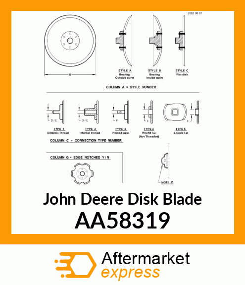 DISK BLADE AND BEARING ASSEMBLY AA58319