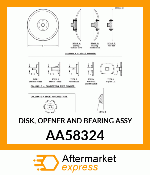 DISK, OPENER AND BEARING ASSY AA58324
