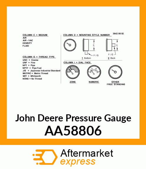 GAUGE, MECHANICAL LIQ FERT PRESSURE AA58806