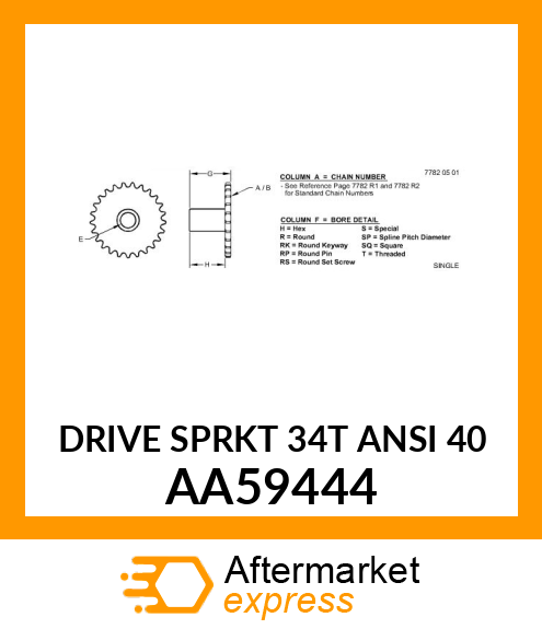 DRIVE SPRKT 34T ANSI 40 AA59444