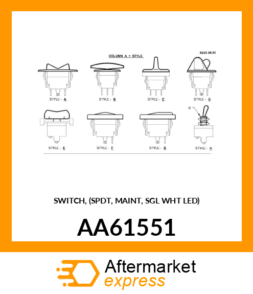 SWITCH, (SPDT, MAINT, SGL WHT LED) AA61551