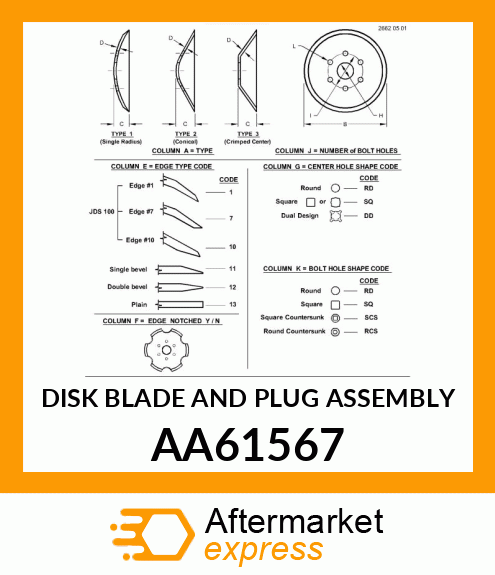 DISK BLADE AND PLUG ASSEMBLY AA61567