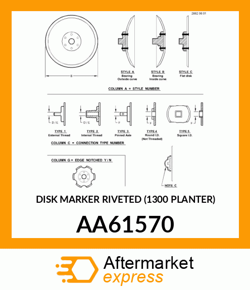 DISK MARKER RIVETED (1300 PLANTER) AA61570
