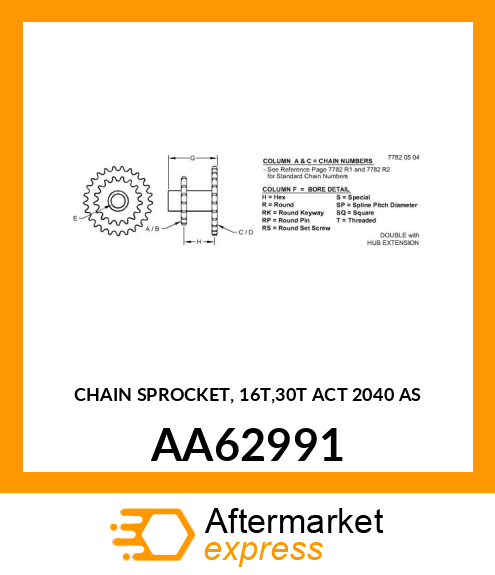 CHAIN SPROCKET, 16T,30T ACT 2040 AS AA62991