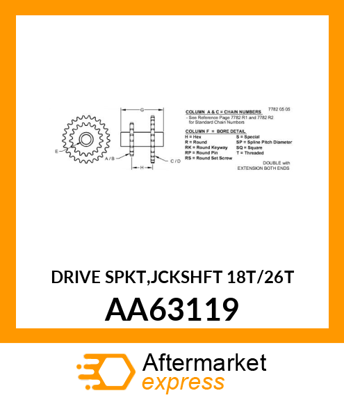 DRIVE SPKT,JCKSHFT 18T/26T AA63119