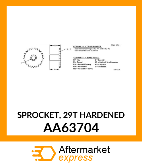 SPROCKET, 29T HARDENED AA63704