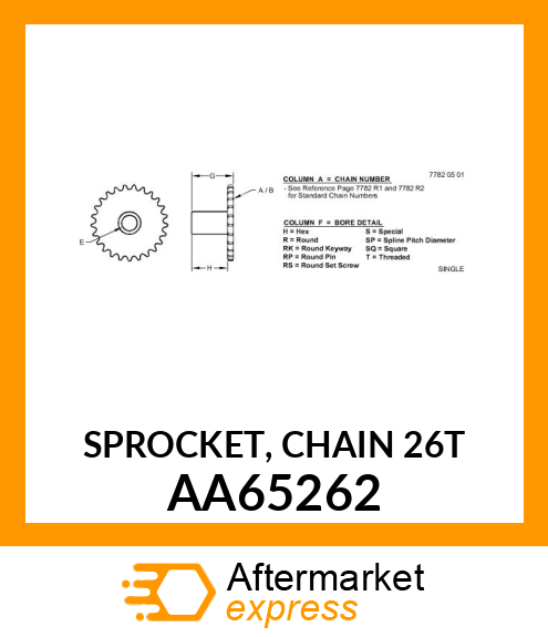 SPROCKET, CHAIN 26T AA65262