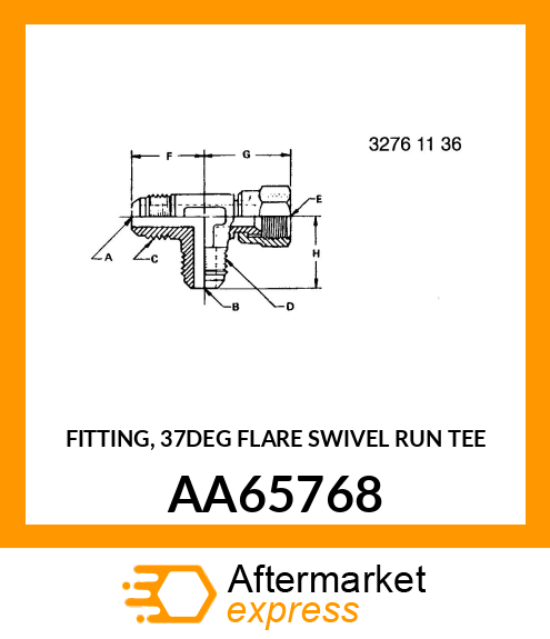 FITTING, 37DEG FLARE SWIVEL RUN TEE AA65768