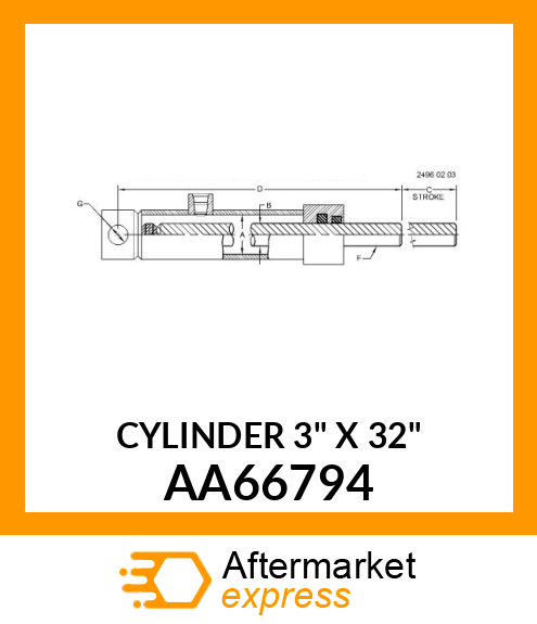 CYLINDER 3" X 32" AA66794