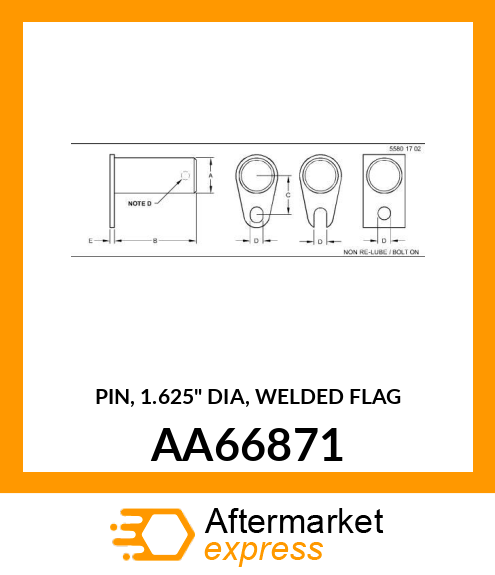 PIN, 1.625" DIA, WELDED FLAG AA66871