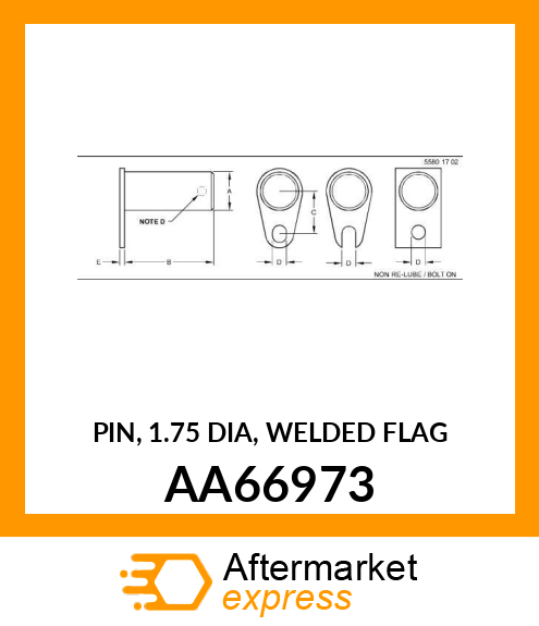 PIN, 1.75 DIA, WELDED FLAG AA66973