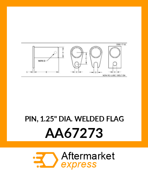 PIN, 1.25" DIA. WELDED FLAG AA67273