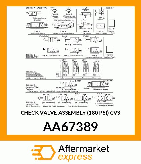 CHECK VALVE ASSEMBLY (180 PSI) CV3 AA67389