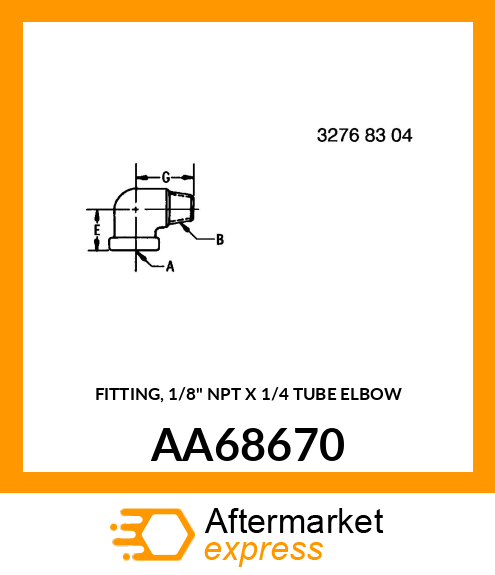 FITTING, 1/8" NPT X 1/4 TUBE ELBOW AA68670