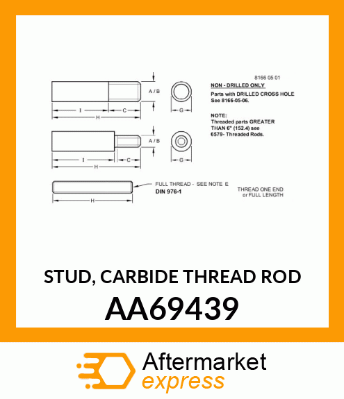 STUD, CARBIDE THREAD ROD AA69439