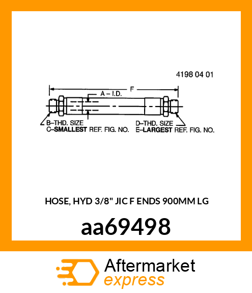 HOSE, HYD 3/8" JIC F ENDS 900MM LG aa69498