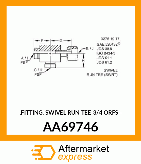 FITTING, SWIVEL RUN TEE AA69746