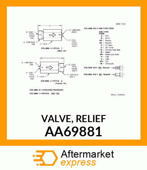 VALVE, RELIEF AA69881