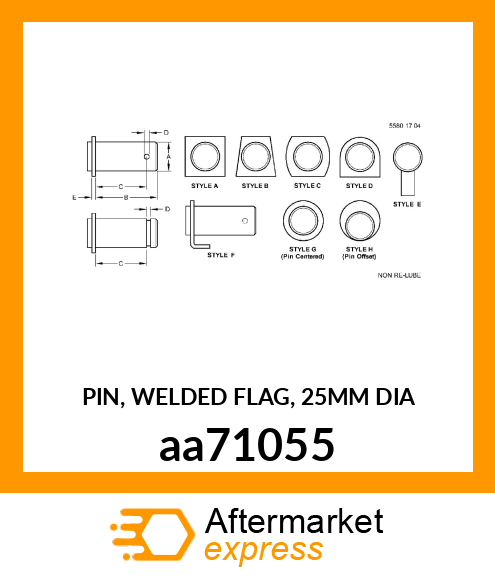 PIN, WELDED FLAG, 25MM DIA aa71055