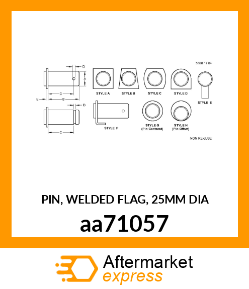 PIN, WELDED FLAG, 25MM DIA aa71057