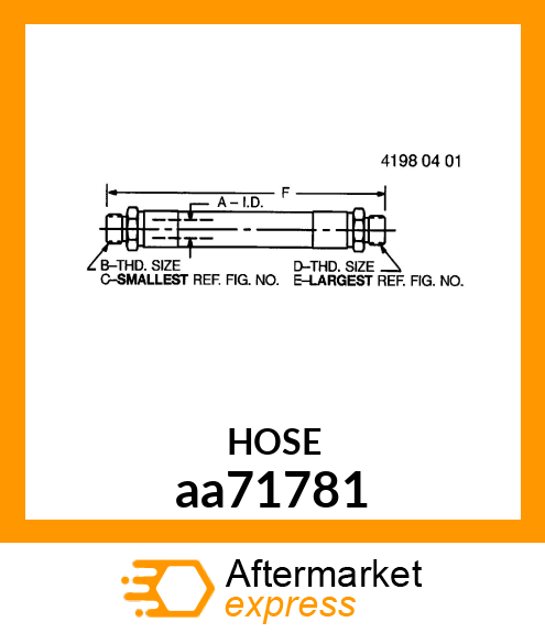 HOSE, HYD FAN MOTOR aa71781