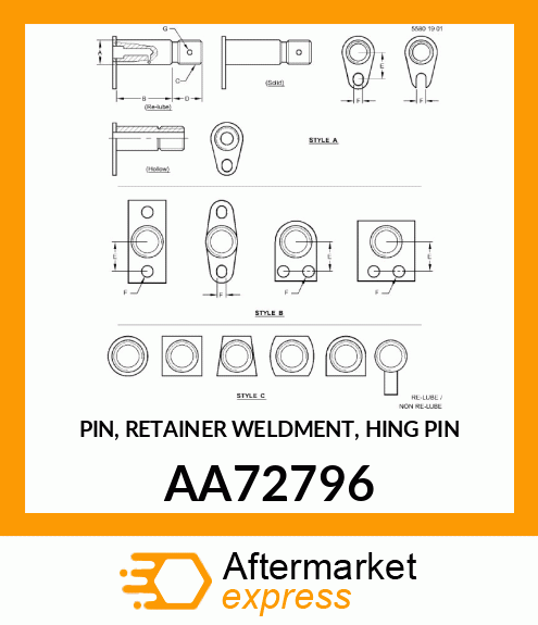 PIN, RETAINER WELDMENT, HING PIN AA72796