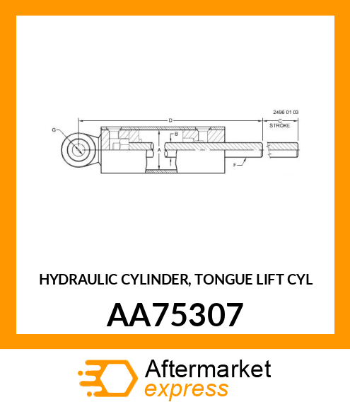 HYDRAULIC CYLINDER, TONGUE LIFT CYL AA75307