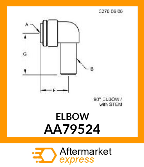 FITTING,90 DEGREE 8 STEM TO 8 TUBE AA79524