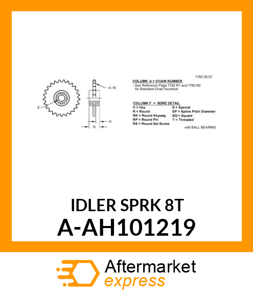 Idler Sprocket - LOWER IDLER SPROCKET A-AH101219